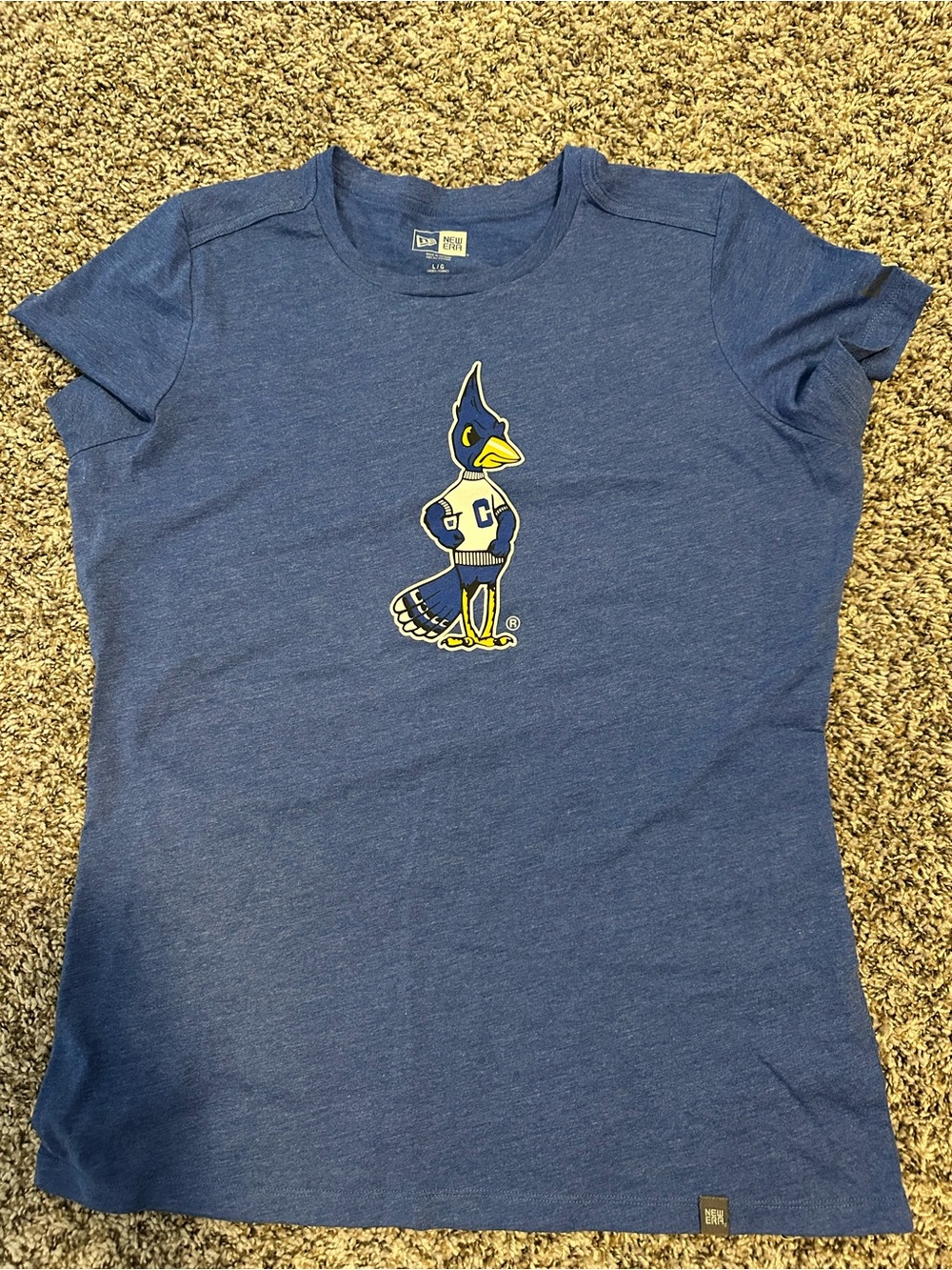 New Era Blue Short Sleeve Tee with Creighton Mascot